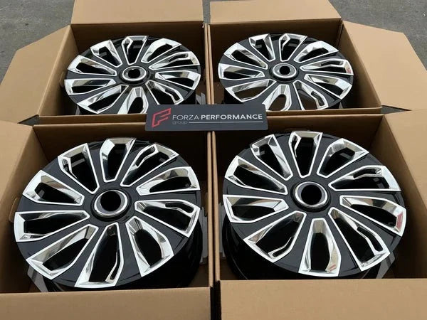 We produced premium quality forged wheels rims for  BENTLEY CONTINENTAL GT  Our wheels sizes:   Front 21 x 9.5 ET 35  Rear 21 x 9.5 ET 35  Finishing: Black Diamond  Forged wheels can be produced in any wheel specs by your inquiries and we can provide our specs